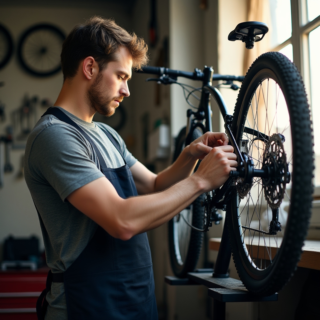 Mechanik seřizuje převody jízdního kola